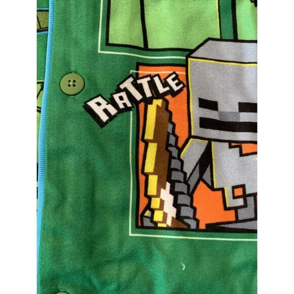 Minecraft Boys Pajama Set PJs 2-Pc Set Kids Sleepwear Long Sleeve Coat Style - Picture 8 of 12